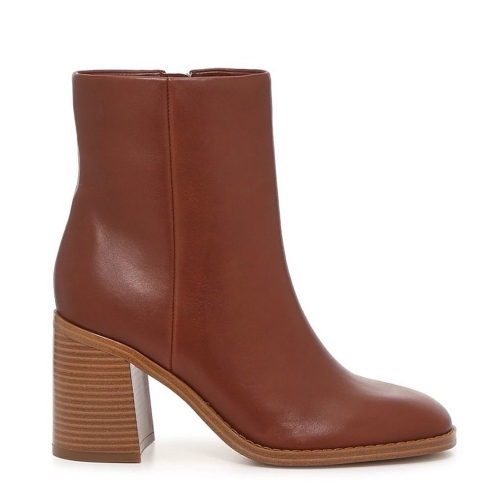 Marc Fisher Lianna Women's Brown Leather Block Heel Ankle Boots Size 9.5 NEW - Picture 2 of 10